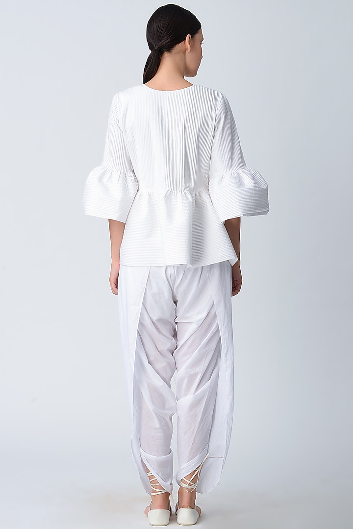 White Cotton Dhoti Pants by Rajesh Pratap Singh at Pernia's Pop Up Shop
