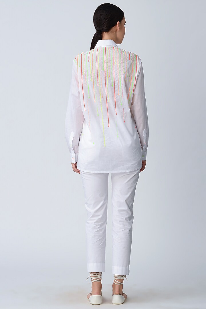 White Poplin Trouser Pants by Rajesh Pratap Singh at Pernia's Pop Up Shop