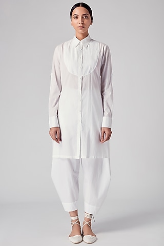 White Pintuck Tunic by Rajesh Pratap Singh