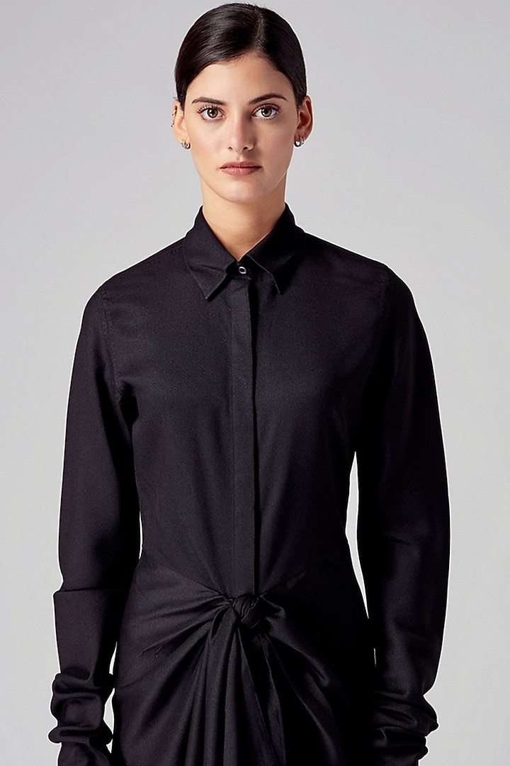 Black Knotted Cocktail Dress by Rajesh Pratap Singh at Pernia's Pop Up Shop