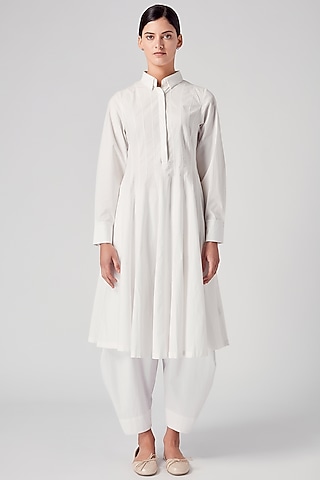 White Paneled Tunic by Rajesh Pratap Singh