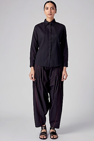 Black Pleated Pants by Rajesh Pratap Singh