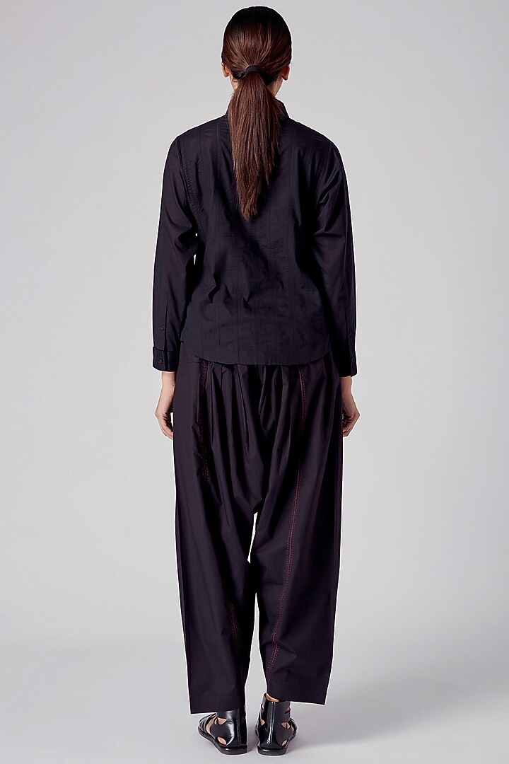 Black Pleated Pants by Rajesh Pratap Singh at Pernia's Pop Up Shop