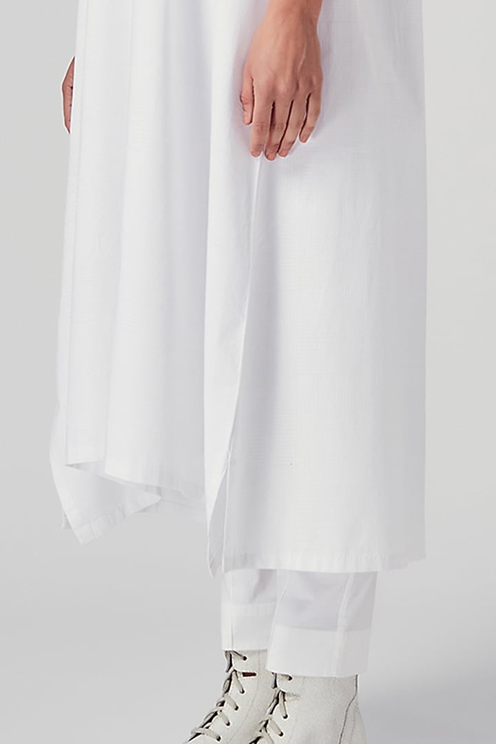 White Tonal Checkered Tunic by Rajesh Pratap Singh at Pernia's Pop Up Shop