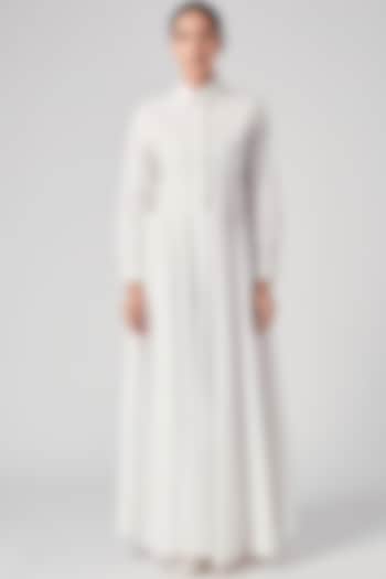 White Pintuck Maxi Dress by Rajesh Pratap Singh