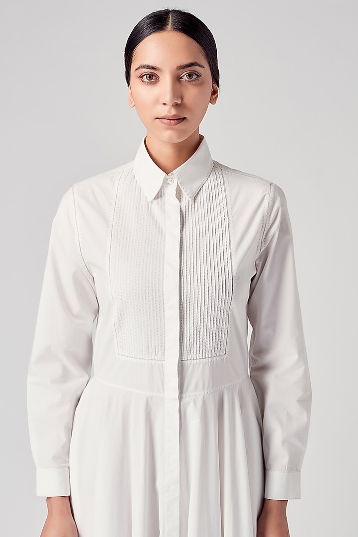 White Pintuck Maxi Cocktail Dress by Rajesh Pratap Singh at Pernia's Pop Up Shop