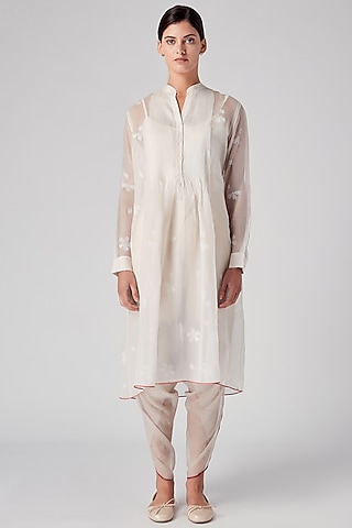 Off-White Hand Block Printed Tunic by Rajesh Pratap Singh