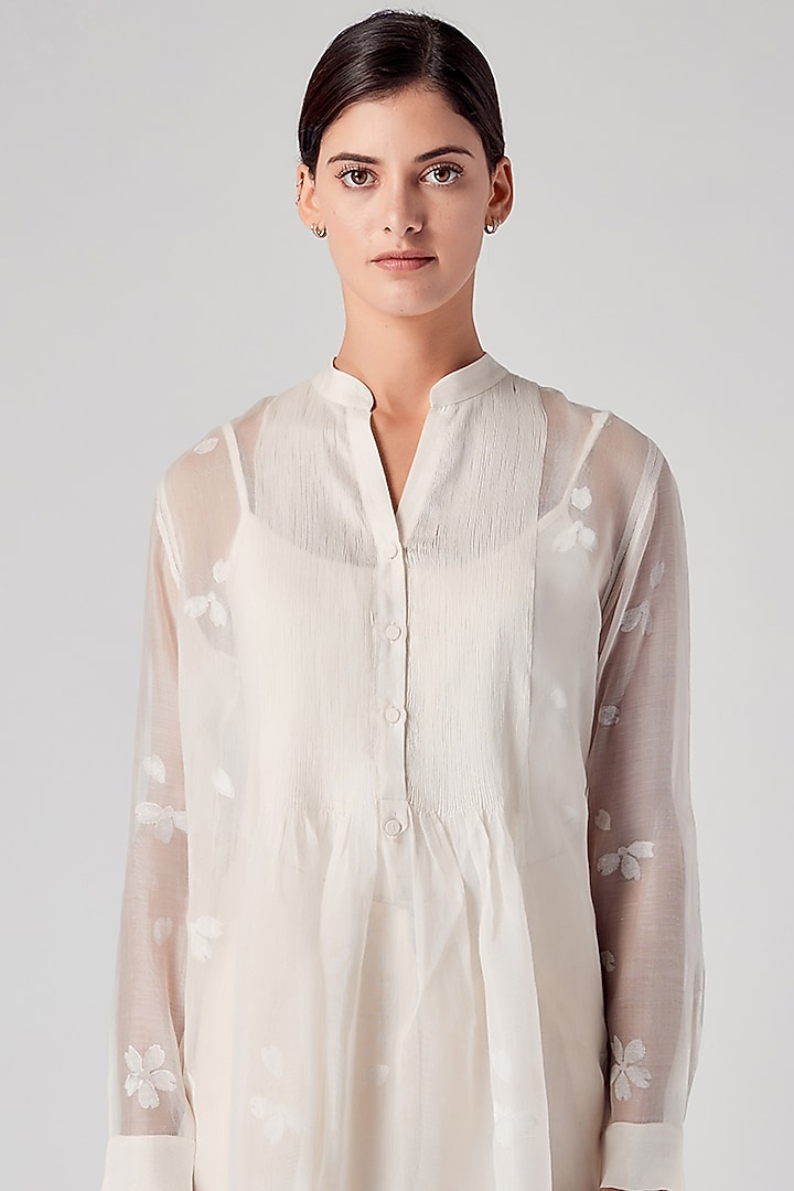 Off-White Hand Block Printed Tunic by Rajesh Pratap Singh at Pernia's Pop Up Shop