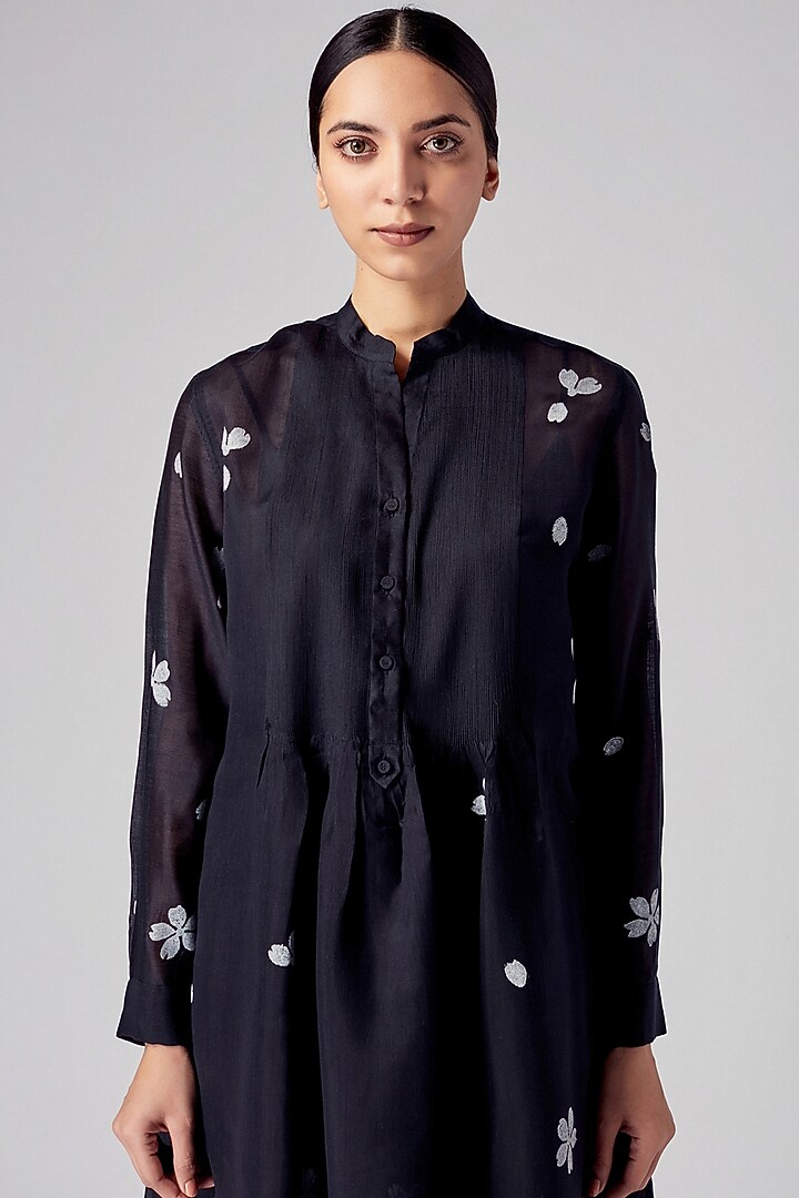 Black Hand Block Printed Tunic by Rajesh Pratap Singh at Pernia's Pop Up Shop