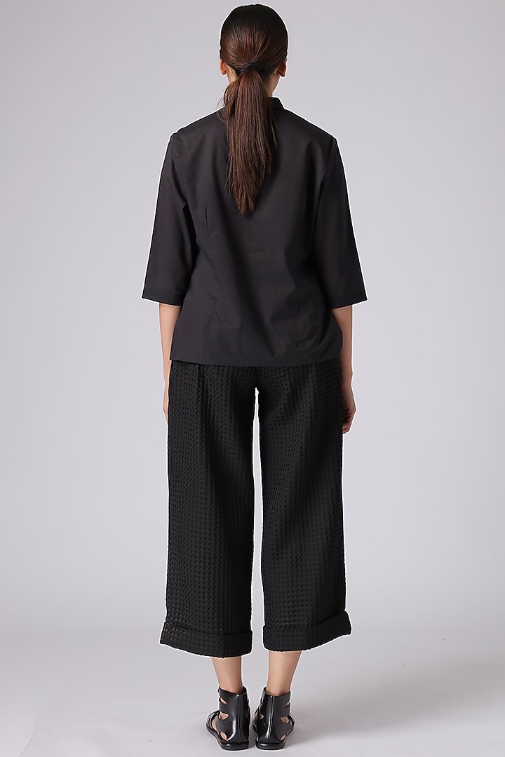 Black Cotton Shirt by Rajesh Pratap Singh at Pernia's Pop Up Shop