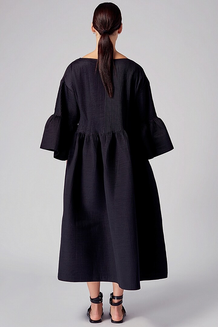 Black Pleated Peplum Cocktail Dress by Rajesh Pratap Singh at Pernia's Pop Up Shop