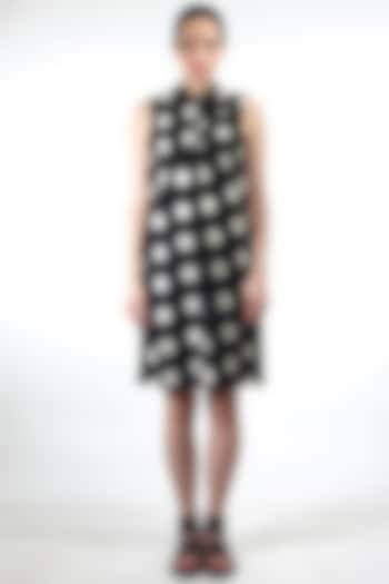 Black Sleeveless Polka Dot Dress by Rajesh Pratap Singh at Pernia's Pop Up Shop