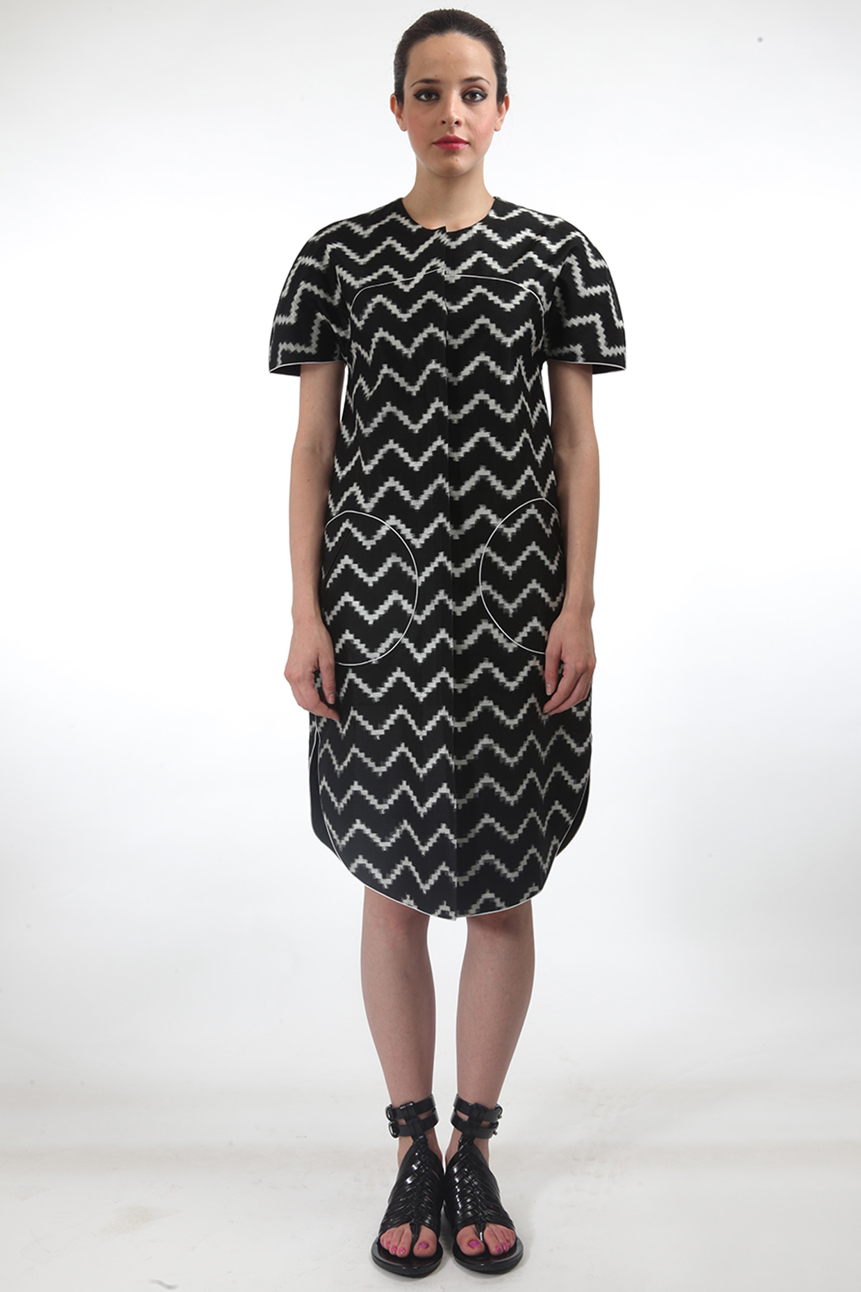Black Ikat Dress Jacket by Rajesh Pratap Singh at Pernia's Pop Up Shop