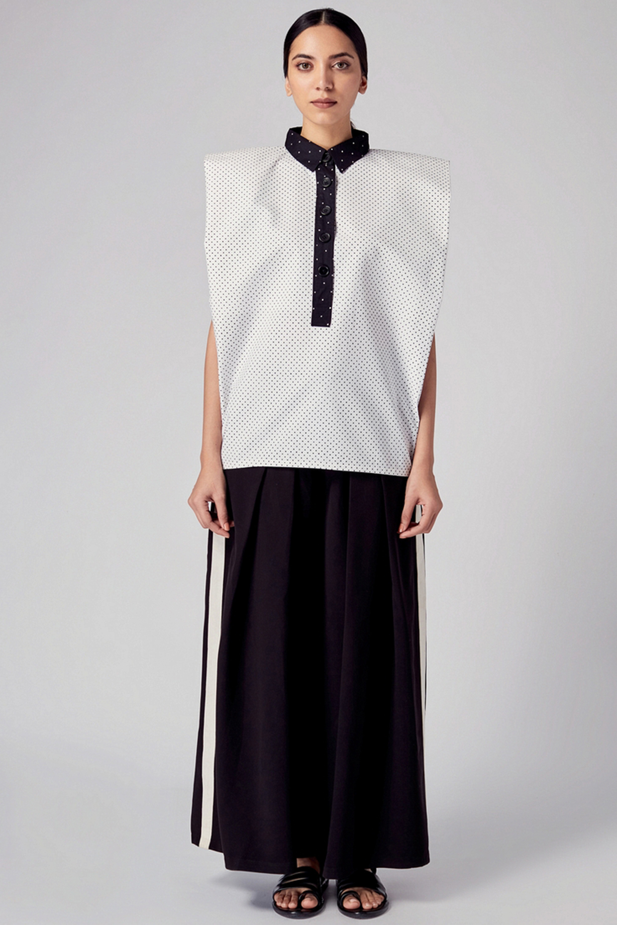 Black & White Polka Dot Top by Rajesh Pratap Singh at Pernia's Pop Up Shop