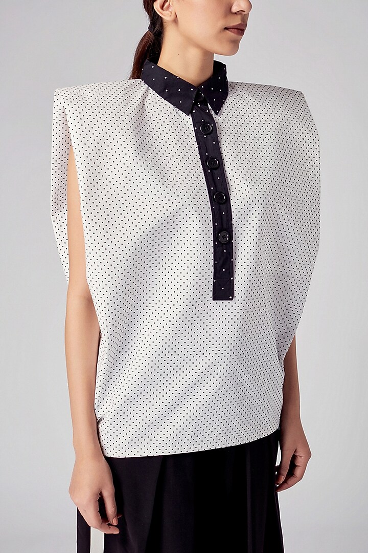 Black & White Polka Dot Top by Rajesh Pratap Singh at Pernia's Pop Up Shop