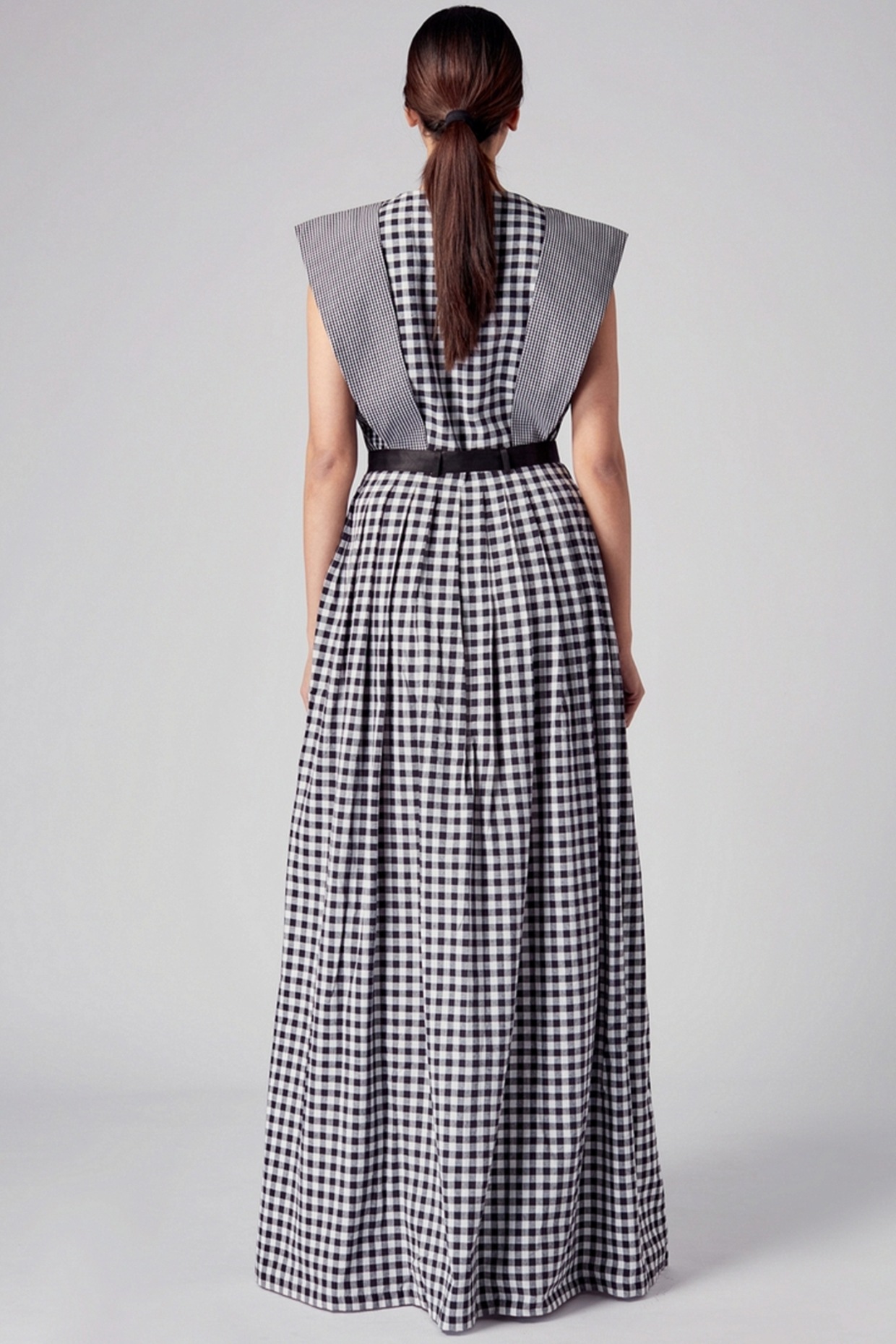 Black and white checkered maxi outlet dress