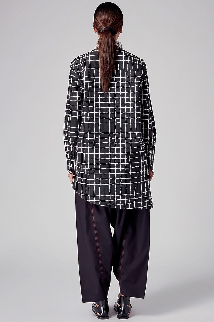 Black & White Checkered Asymmetrical Tunic by Rajesh Pratap Singh at Pernia's Pop Up Shop