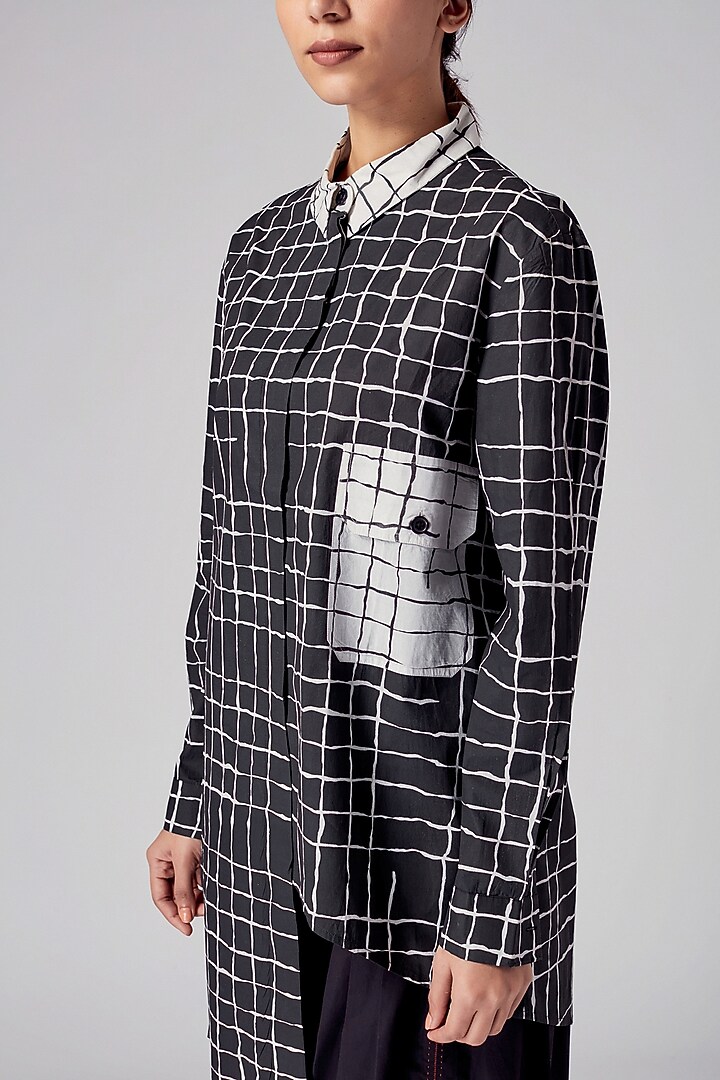 Black & White Checkered Asymmetrical Tunic by Rajesh Pratap Singh at Pernia's Pop Up Shop