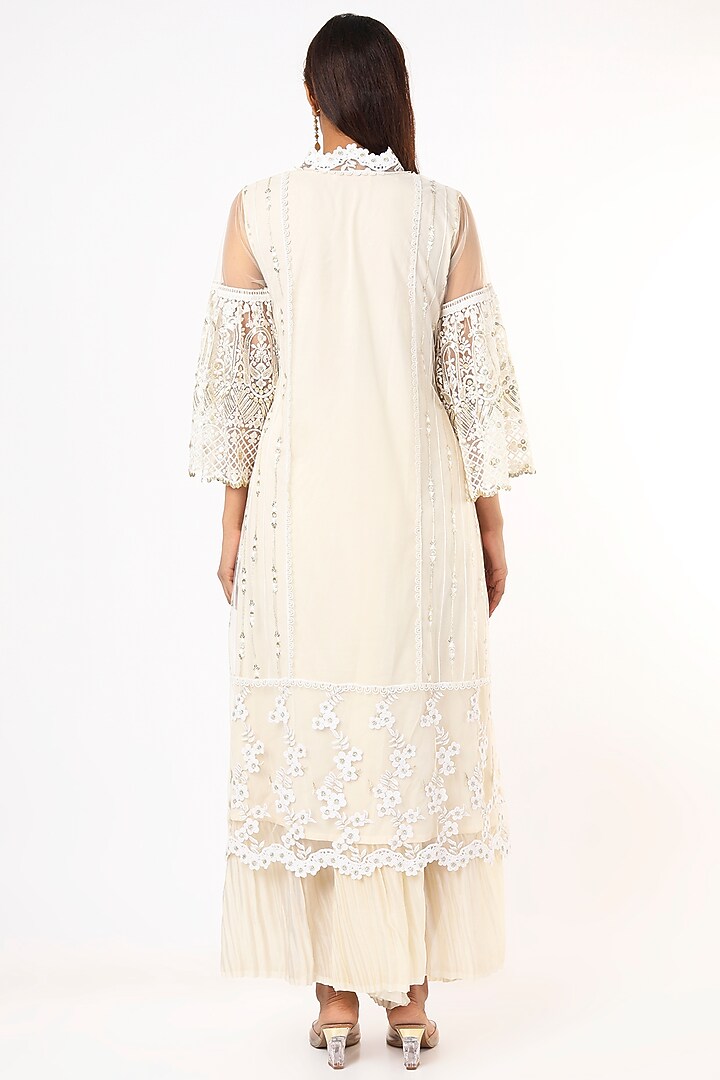 Off-White Lace Kurta Set by Roopa Sharma at Pernia's Pop Up Shop