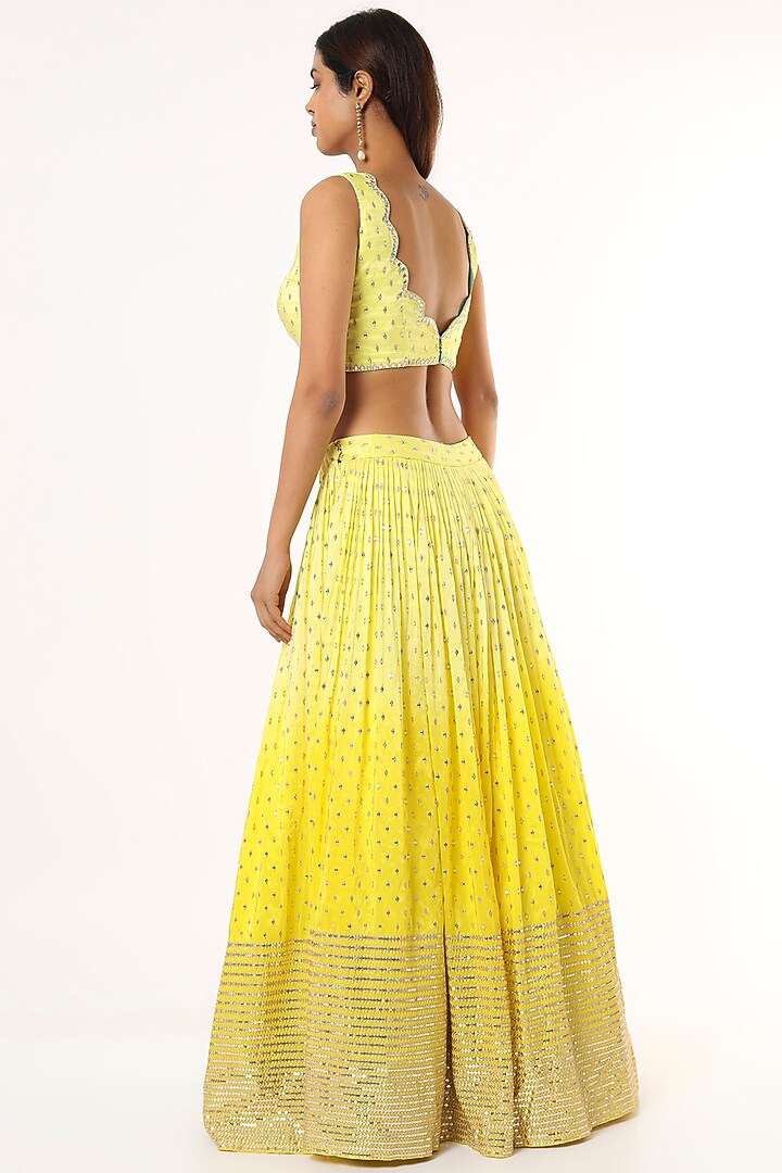 Yellow Hand Embroidered Wedding Lehenga Set by Roopa Sharma at Pernia's Pop Up Shop