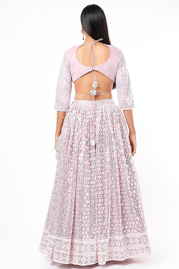 Light Pink Embroidered Wedding Lehenga Set by Roopa Sharma at Pernia's Pop Up Shop