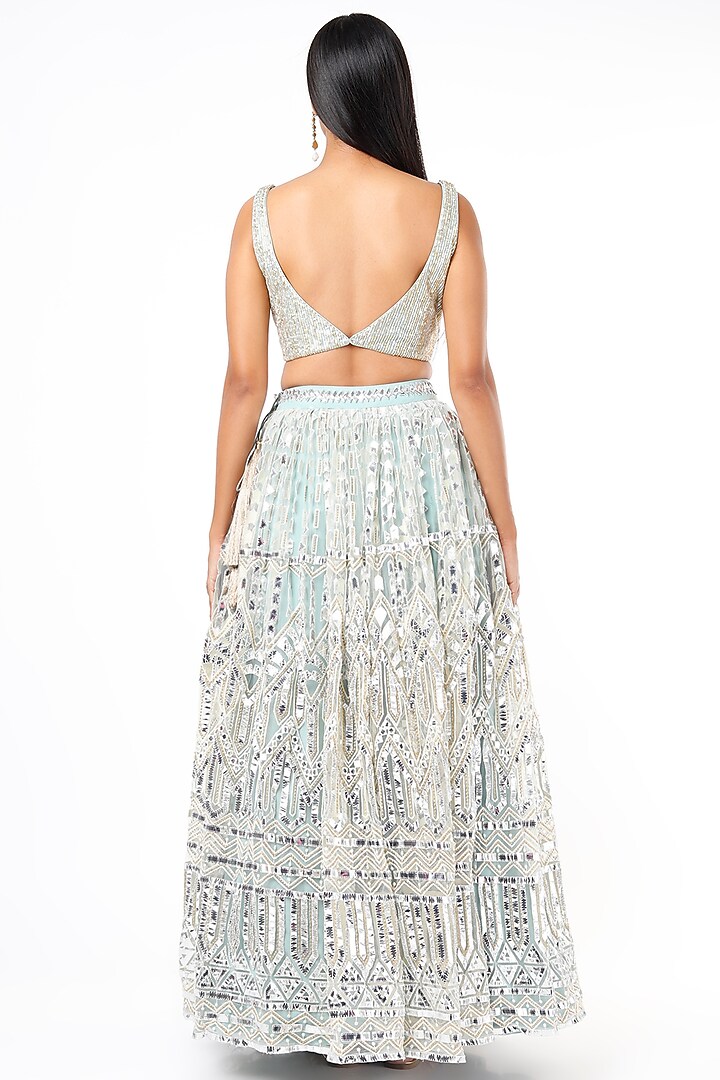 Powder Blue Gota Wedding Lehenga Set by Roopa Sharma at Pernia's Pop Up Shop