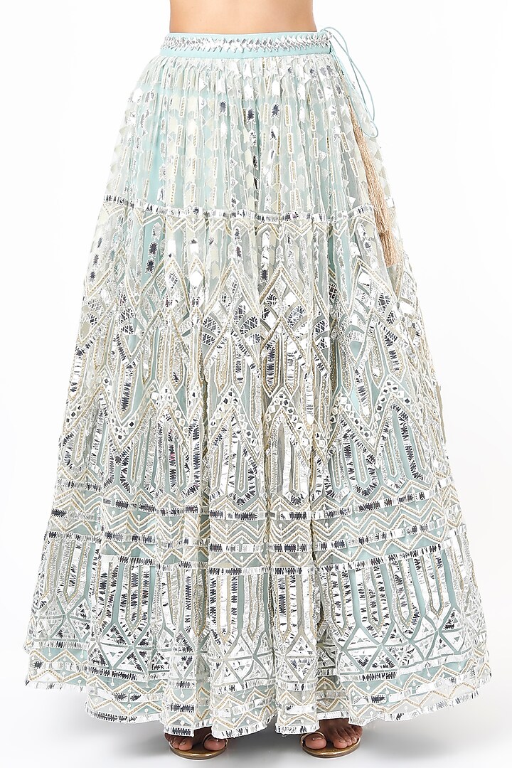 Powder Blue Gota Wedding Lehenga Set by Roopa Sharma at Pernia's Pop Up Shop