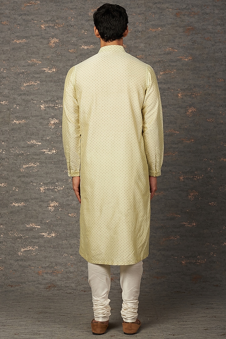 Mint Block Printed Kurta Set by Rajesh Pratap Singh Men at Pernia's Pop Up Shop
