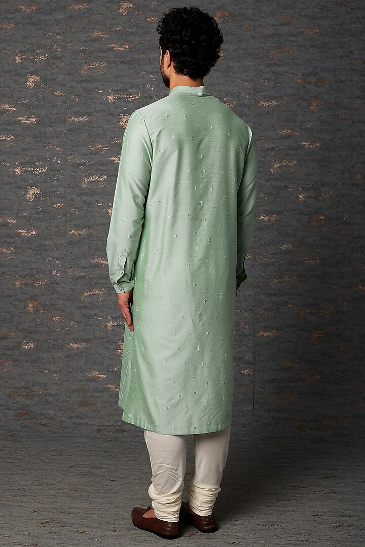 Mint Digital Embroidered Kurta Set by Rajesh Pratap Singh Men at Pernia's Pop Up Shop