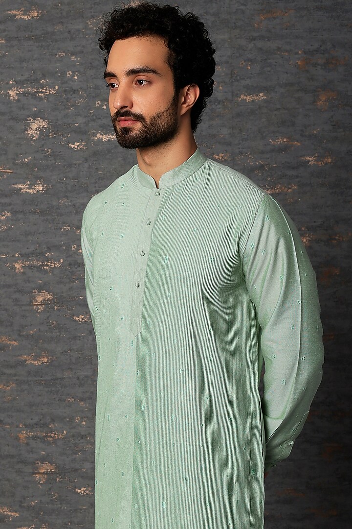 Mint Digital Embroidered Kurta Set by Rajesh Pratap Singh Men at Pernia's Pop Up Shop