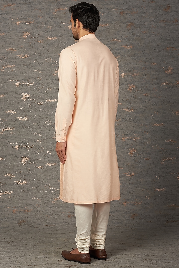 Light Pink Viscose Kurta Set by Rajesh Pratap Singh Men at Pernia's Pop Up Shop