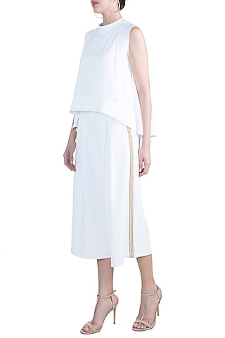 Ivory Embellished Lace Jumpsuit by RS by Rippii Sethi