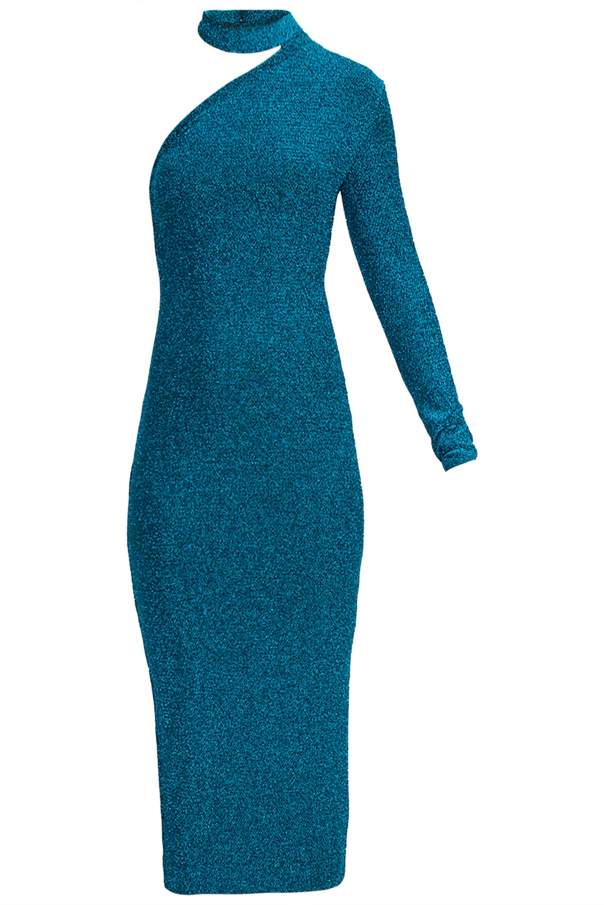 Blue metallic one shoulder choker dress available only at Pernia's Pop Up 