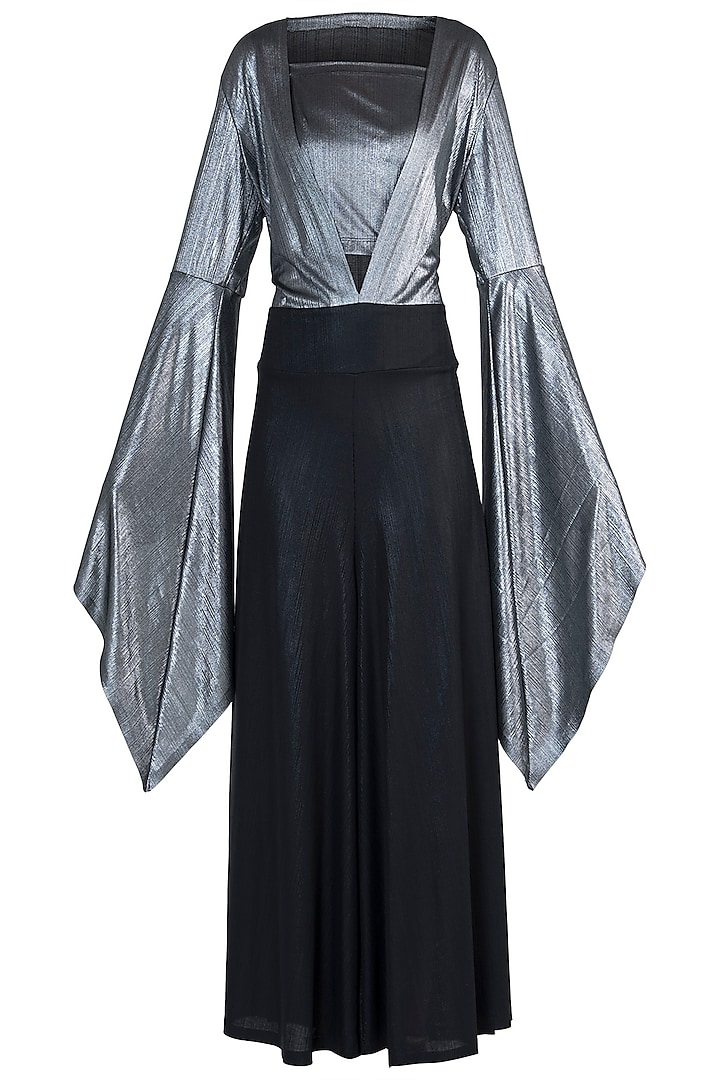 Black and Silver Metallic Jumpsuit by Rs By Rippii Sethi