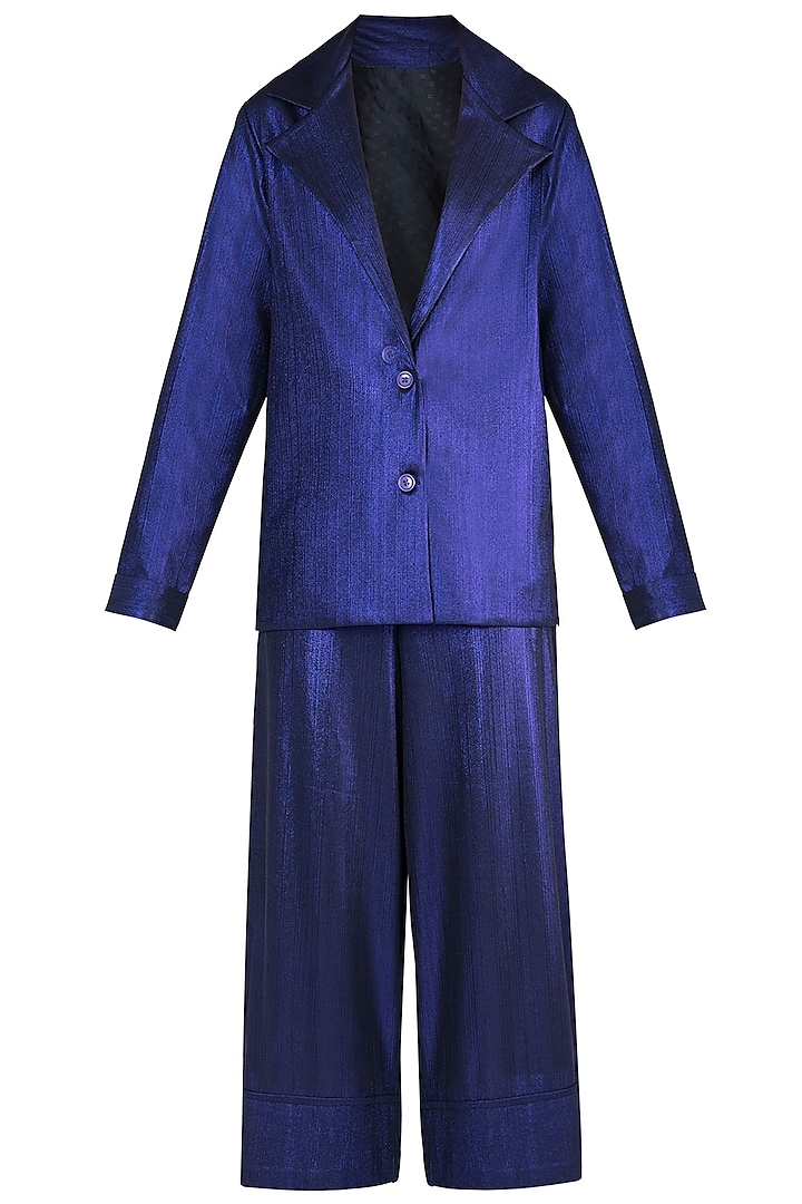 Purple Metallic Coat Suit by Rs By Rippii Sethi