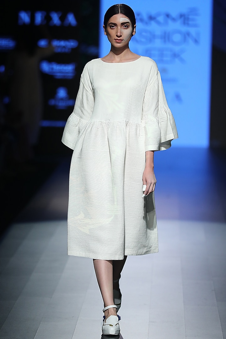White Pintuck Dress by Rajesh Pratap Singh