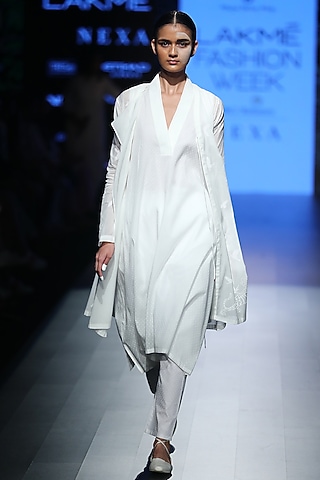 White Block Printed by Rajesh Pratap Singh