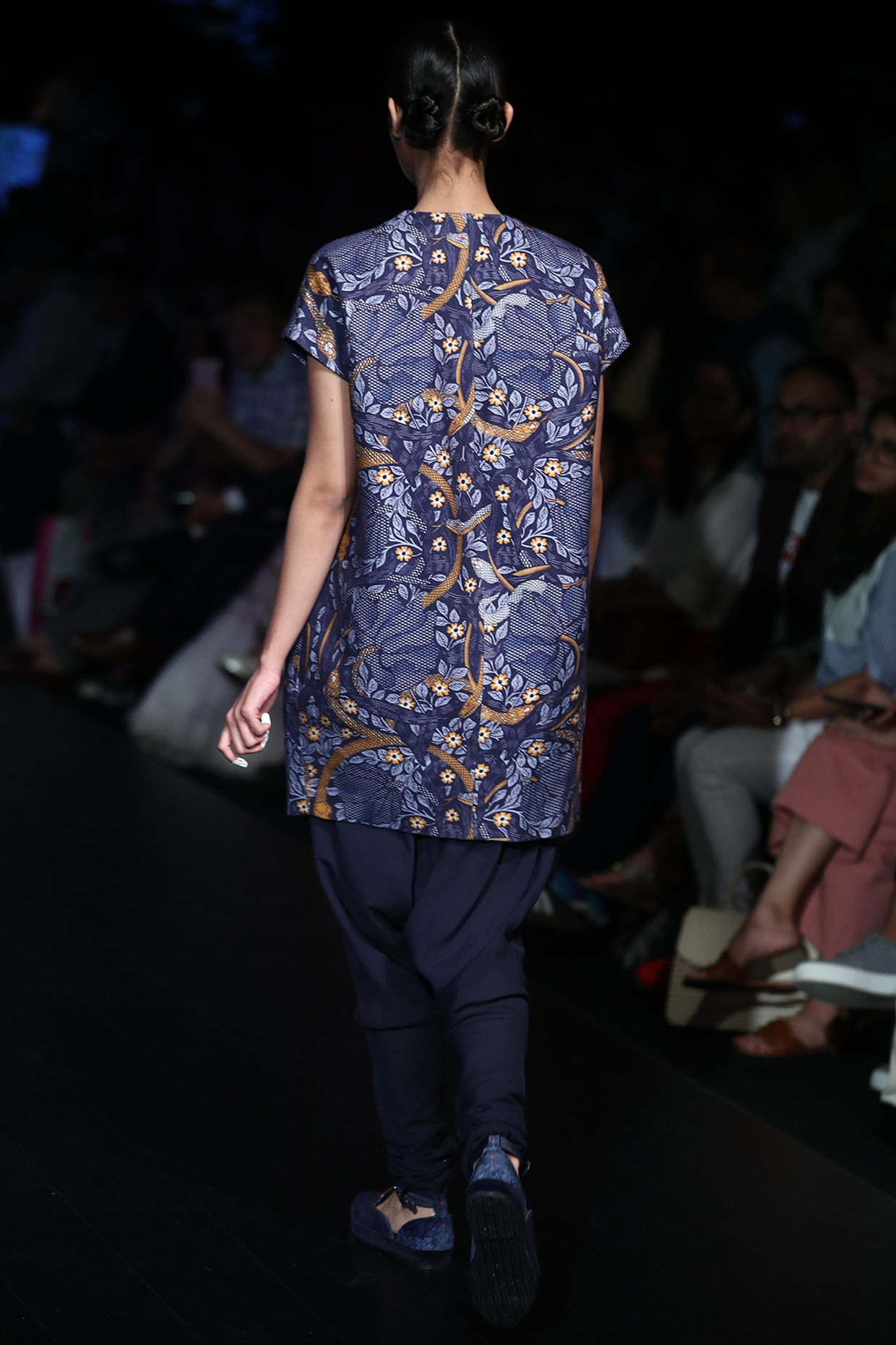 Navy low crotch churidaar pants available only at Pernia's Pop Up Shop.
