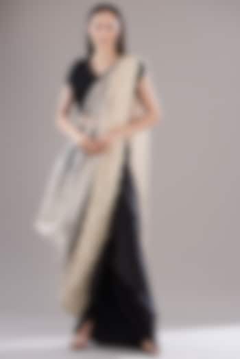 Black Tissue Pre-Draped Saree Set by RENASCI BY RITIKA ARYA JAIN