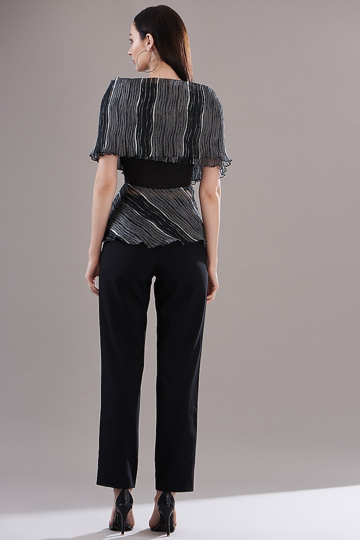 Black Mushroom Organza Draped Top by RITIKA ARYA JAIN at Pernia's Pop Up Shop