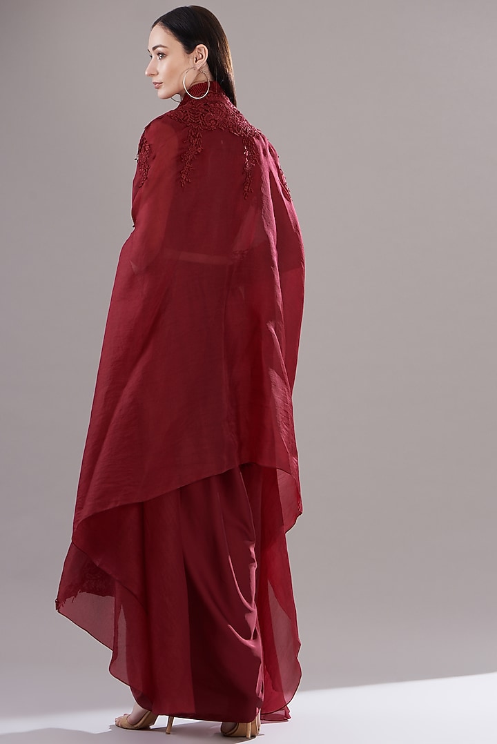 Red Organza Cape Set by RITIKA ARYA JAIN at Pernia's Pop Up Shop