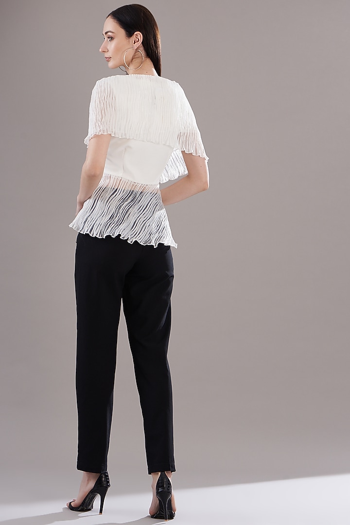 White Mushroom Organza Draped Top by RITIKA ARYA JAIN at Pernia's Pop Up Shop