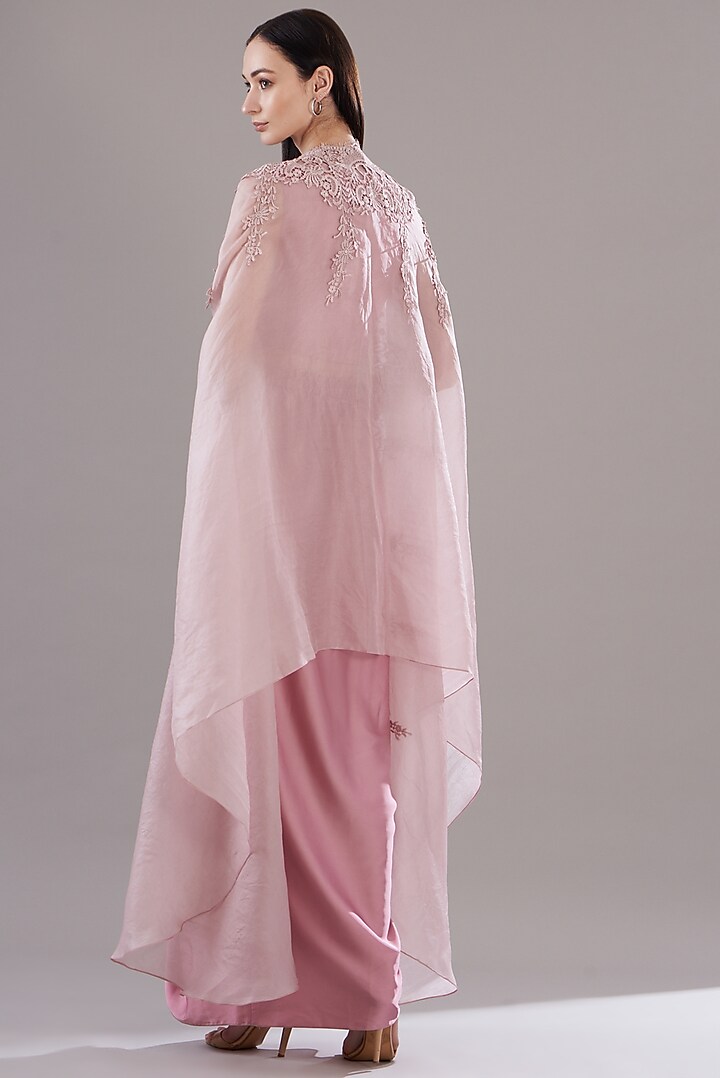 Pink Organza Cape Set by RITIKA ARYA JAIN at Pernia's Pop Up Shop