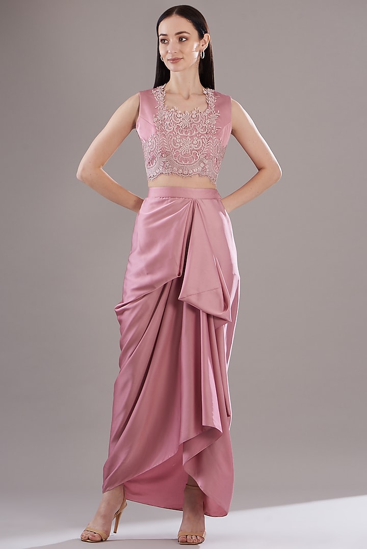 Pink Organza Cape Set by RITIKA ARYA JAIN at Pernia's Pop Up Shop