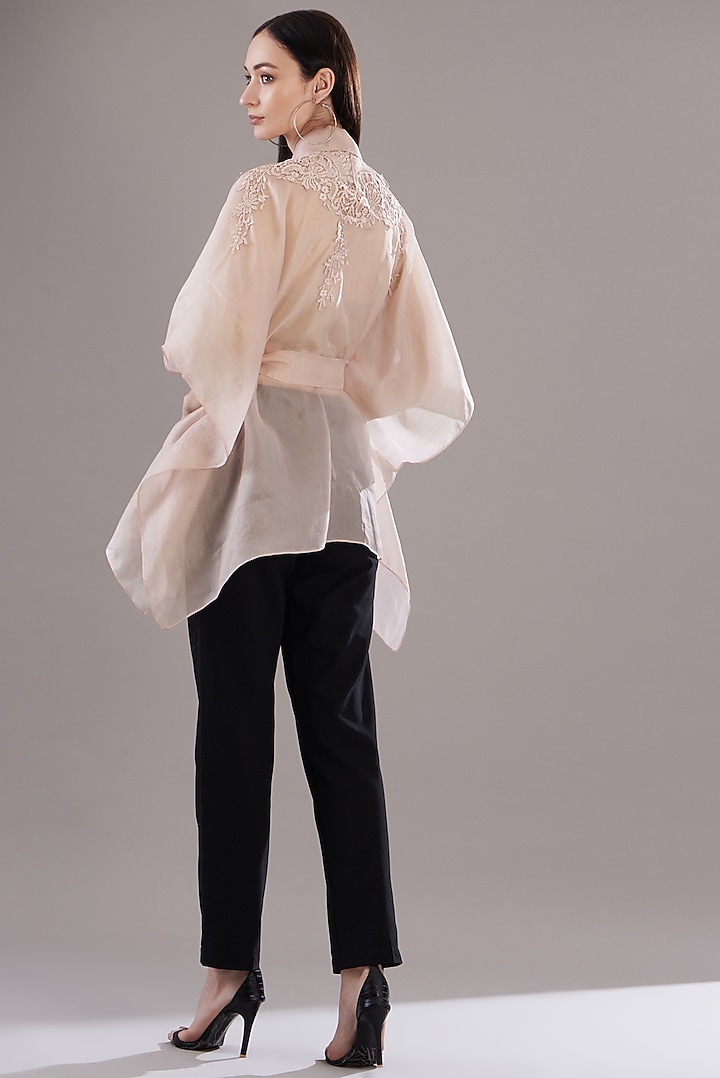 Pink Organza Cape by RITIKA ARYA JAIN at Pernia's Pop Up Shop