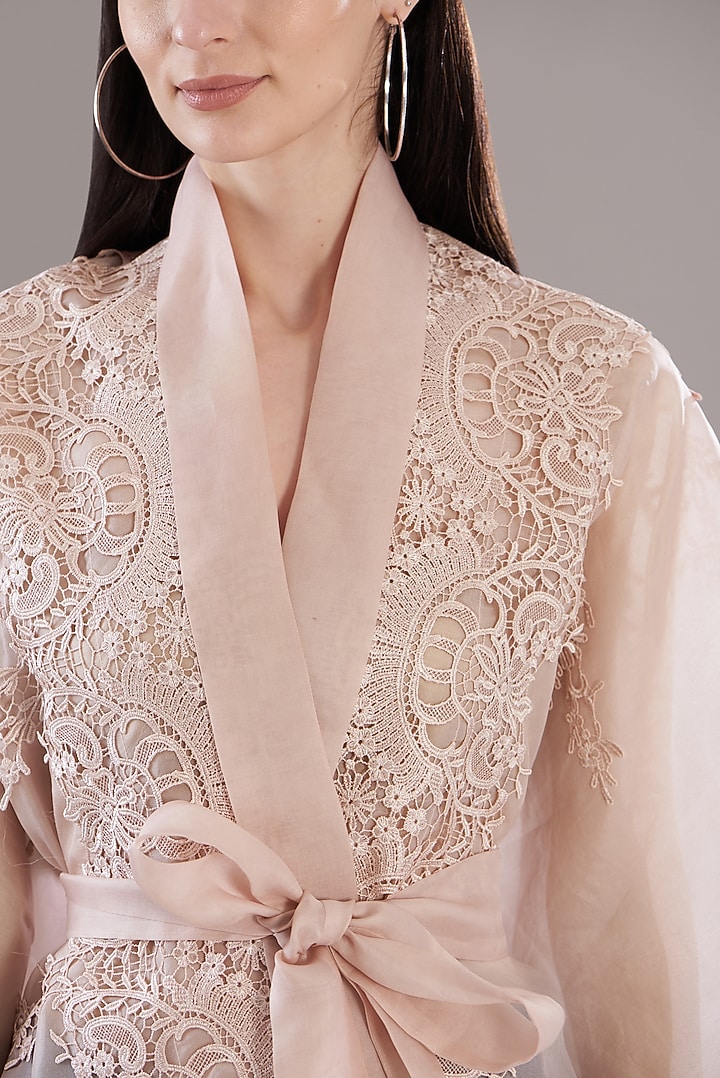 Pink Organza Cape by RITIKA ARYA JAIN at Pernia's Pop Up Shop