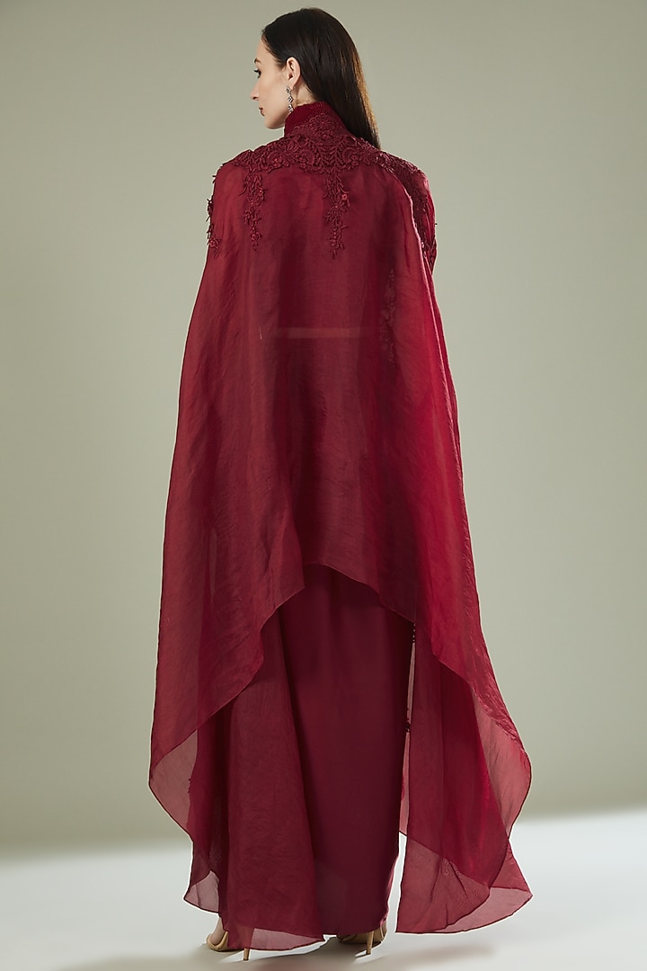 Red Organza Cape Set by RITIKA ARYA JAIN at Pernia's Pop Up Shop