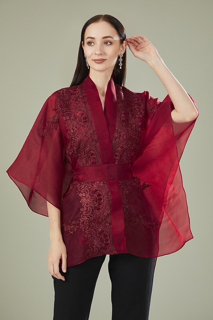 Red Organza Top by RITIKA ARYA JAIN at Pernia's Pop Up Shop