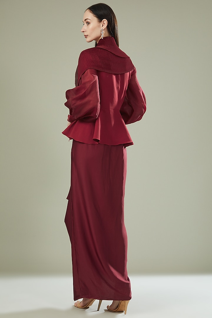 Red Wrinkled Draped Top by RITIKA ARYA JAIN at Pernia's Pop Up Shop