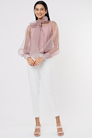 Mauve Organza Top by RITIKA ARYA JAIN